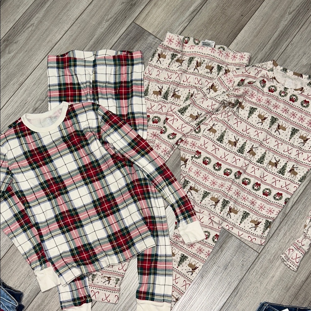 GAP Kids Festive Plaid and Reindeer Pajama Set